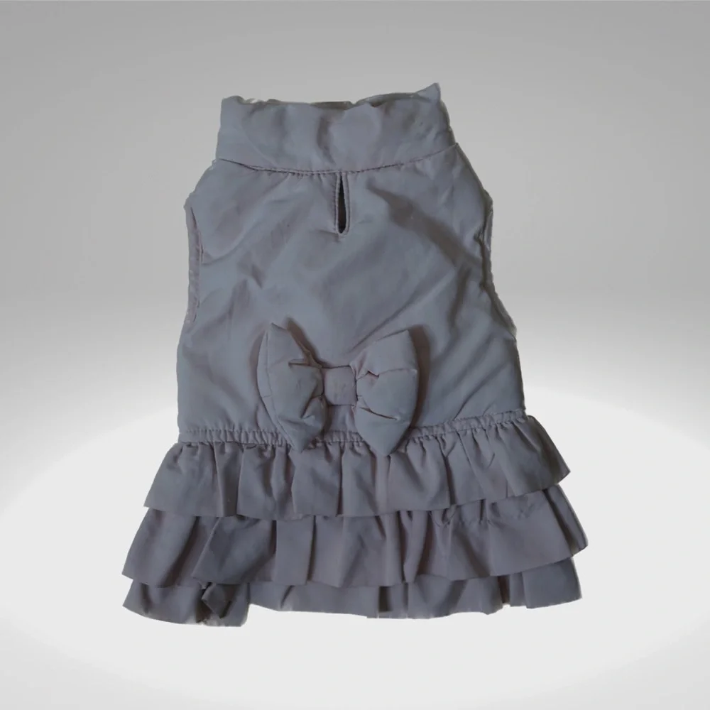 pink ruffled quilted dog or cat coat with a three tier ruffle